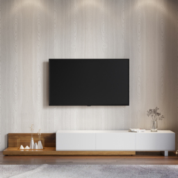 Extendable Floor White & Walnut TV Stand with 3 Drawers (1800 mm - 3048 mm) - thumbnail 2