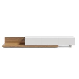 Extendable Floor White & Walnut TV Stand with 3 Drawers (1800 mm - 3048 mm) - thumbnail 7