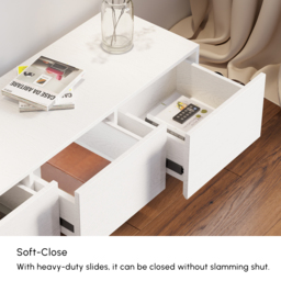 Extendable Floor White & Walnut TV Stand with 3 Drawers (1800 mm - 3048 mm) - thumbnail 9