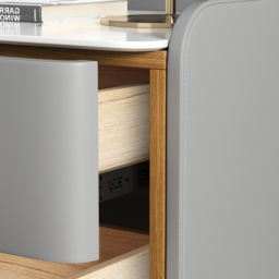 Gray Modern Luxury 2 Drawers Bedroom Nightstand Set of 2 Sintered Stone Bedside Table - thumbnail 6