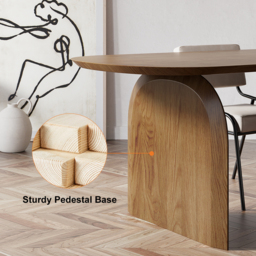 1500mm Oval Dining Table Solid Wood for 4 People Japandi Walnut Dining Room Table - thumbnail 6