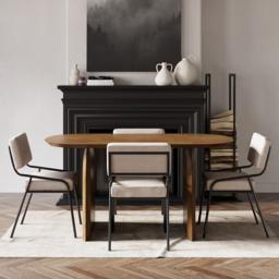 1500mm Oval Dining Table Solid Wood for 4 People Japandi Walnut Dining Room Table - thumbnail 3