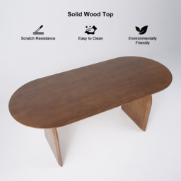 1500mm Oval Dining Table Solid Wood for 4 People Japandi Walnut Dining Room Table - thumbnail 5