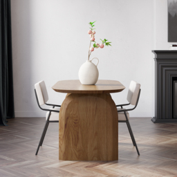 1500mm Oval Dining Table Solid Wood for 4 People Japandi Walnut Dining Room Table - thumbnail 2