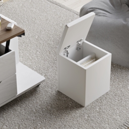 100 cm Lift-Top Foldable Walnutl & White Coffee Table with 4 Stools & Storage - thumbnail 9