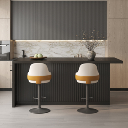 "72"" Black Kitchen Island & 2 Velvet Swivel Bar Stools with Curved Wing Back" - thumbnail 3