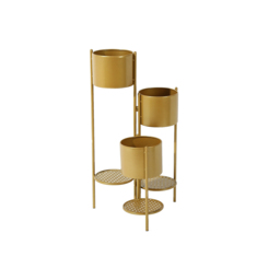 800mm Tall Metal Plant Stand Indoor Modern 3 Tier Corner Planter in Gold - thumbnail 8
