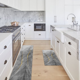2 Pieces Modern Gold  Washable Kitchen Runner Mats Non-slip Anti Fatigue Kitchen Rug Set 1200mm x 400mm & 600mm x 400mm - thumbnail 3