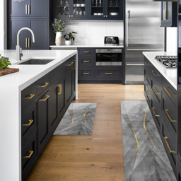 2 Pieces Modern Gold  Washable Kitchen Runner Mats Non-slip Anti Fatigue Kitchen Rug Set 1200mm x 400mm & 600mm x 400mm - thumbnail 1