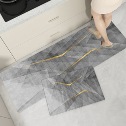 2 Pieces Modern Gold  Washable Kitchen Runner Mats Non-slip Anti Fatigue Kitchen Rug Set 1200mm x 400mm & 600mm x 400mm - thumbnail 2
