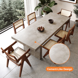 Upoak 1600mm Farmhouse Concrete Grey Wooden Dining Table for  4-6 Person Double Pedestal - thumbnail 5