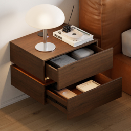 Floating Smart LED Bedside Table Wireless Charging Station Bedside Table with Light White - thumbnail 8