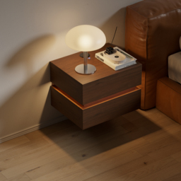 Floating Smart LED Bedside Table Wireless Charging Station Bedside Table with Light White - thumbnail 4