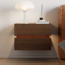 Floating Smart LED Bedside Table Wireless Charging Station Bedside Table with Light White - thumbnail 7