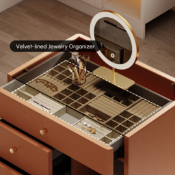 Leather Glass Saddle Walk-In Wardrobe Island Jewellery Dresser with Top - thumbnail 7