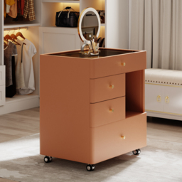 Leather Glass Saddle Walk-In Wardrobe Island Jewellery Dresser with Top - thumbnail 4
