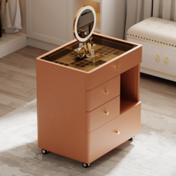 Leather Glass Saddle Walk-In Wardrobe Island Jewellery Dresser with Top - thumbnail 5