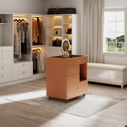 Leather Glass Saddle Walk-In Wardrobe Island Jewellery Dresser with Top - thumbnail 6