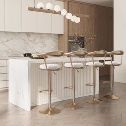 1830mm Large White Kitchen Island & 4 Bar Height Stools Set Adjustable & Swivel - thumbnail 2