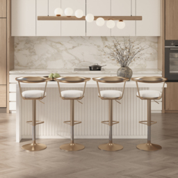 1830mm Large White Kitchen Island & 4 Bar Height Stools Set Adjustable & Swivel - thumbnail 3