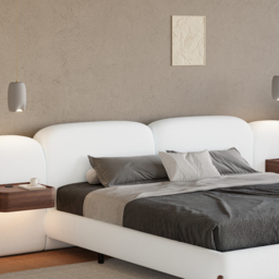 180cm*200cm Curva Boucle Upholstered Bed Frame with Extended Headboard & Floating Charging Trays - thumbnail 5