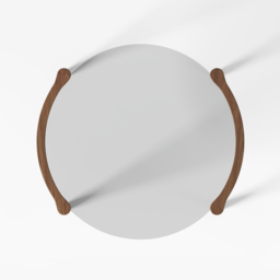 Mid Century Modern Glass and Walnut Round Coffee Table with Wood Legs - thumbnail 7