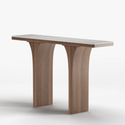 Travertine Veneer Top Console Table Entryway Furniture in Walnut - thumbnail 8