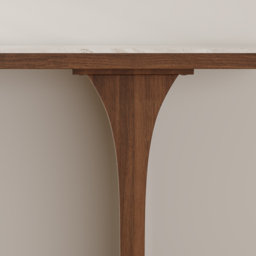 Travertine Veneer Top Console Table Entryway Furniture in Walnut - thumbnail 5