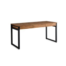 1200mm Rustic Wooden Natural & Black Office Desk with Drawers & Metal Legs - thumbnail 8