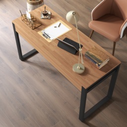 1200mm Rustic Wooden Natural & Black Office Desk with Drawers & Metal Legs - thumbnail 3