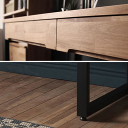 1200mm Rustic Wooden Natural & Black Office Desk with Drawers & Metal Legs - thumbnail 6