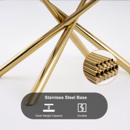 160 cm Modern Stone Top Rectangle Dining Table in Pandora & Gold with Trestle - thumbnail 6