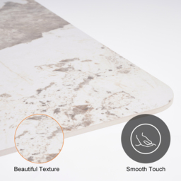 160 cm Modern Stone Top Rectangle Dining Table in Pandora & Gold with Trestle - thumbnail 5