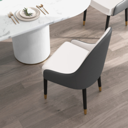 Darg Modern PU Leather 6-Piece Dining Chairs in White & Gray with Metal Legs - thumbnail 7