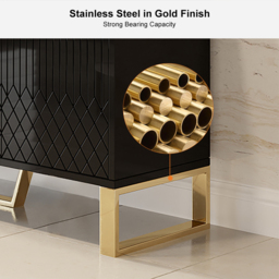 Aro Modern Black Wood Sideboard Cabinet 4 Doors for Kitchen Storage 1500mm Wide - thumbnail 9