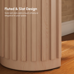 "Aura 60"" Ash Wood Fluted Whitewash Console Table With Sintered Stone Top" - thumbnail 7
