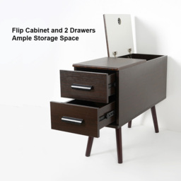 Brown Rectangle End Table with Drawers Modern Sofa Table for Living Room - thumbnail 8