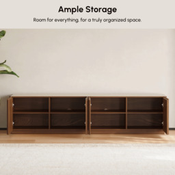 Aura 210 cm Ash Wood Fluted Walnut TV Standwith Sintered Stone Top - thumbnail 7