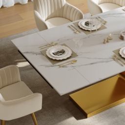 200 - 240 cm Modern Extendable Sintered Stone Dining Table Seats 6-10 People - thumbnail 7