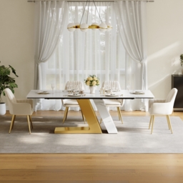 200 - 240 cm Modern Extendable Sintered Stone Dining Table Seats 6-10 People - thumbnail 5