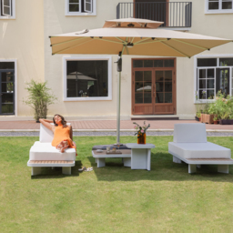 5 PCS L Shaped Outdoor Sectional Sofa Set Mordern Yard & Patio Furniture for 4-6 Person in White & Brown Cushion & Pillow Included - thumbnail 4