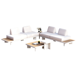5 PCS L Shaped Outdoor Sectional Sofa Set Mordern Yard & Patio Furniture for 4-6 Person in White & Brown Cushion & Pillow Included - thumbnail 9