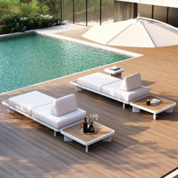 5 PCS L Shaped Outdoor Sectional Sofa Set Mordern Yard & Patio Furniture for 4-6 Person in White & Brown Cushion & Pillow Included - thumbnail 3