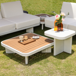 5 PCS L Shaped Outdoor Sectional Sofa Set Mordern Yard & Patio Furniture for 4-6 Person in White & Brown Cushion & Pillow Included - thumbnail 5
