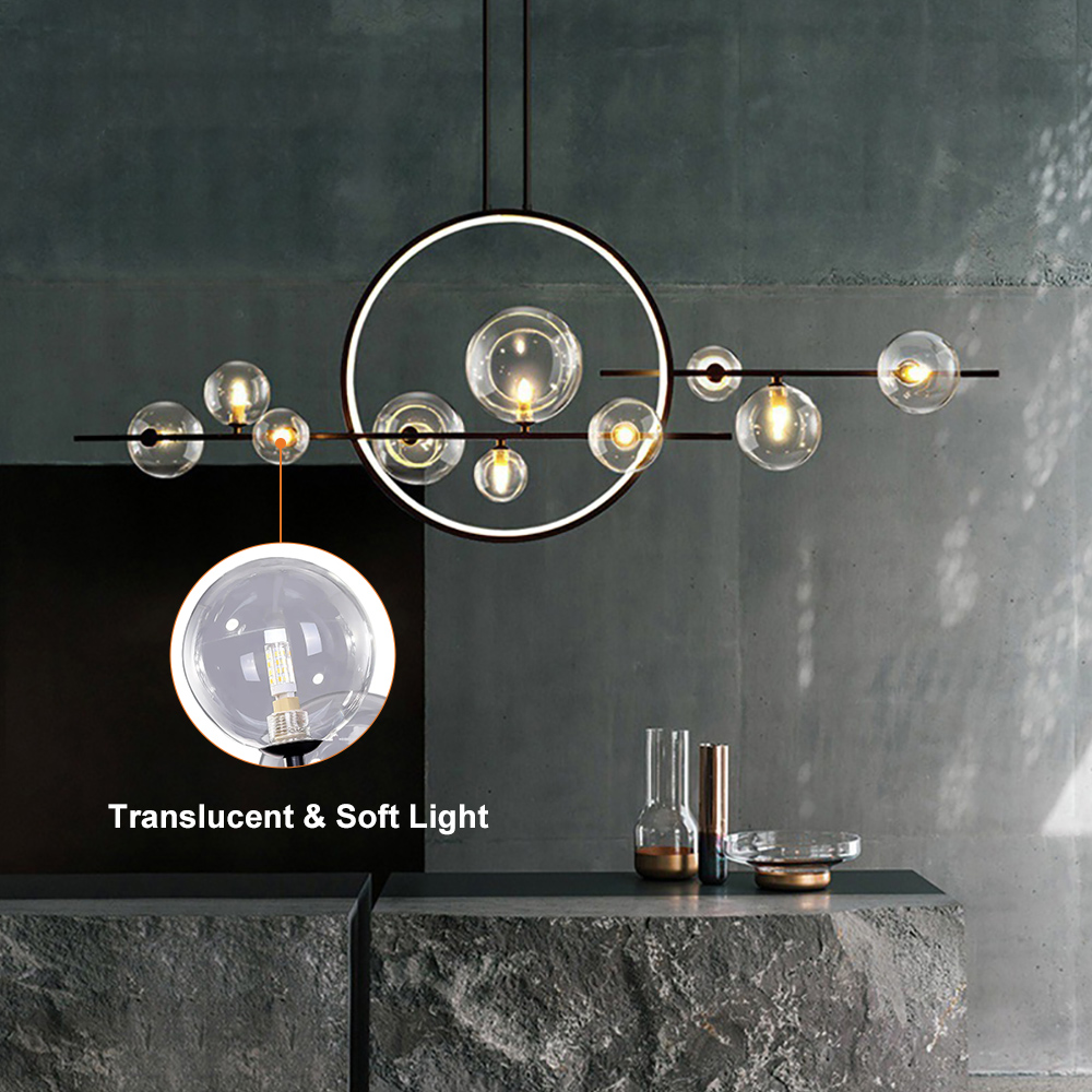 JACKSUN Kitchen Island Lighting - Modern Glass Chandeliers