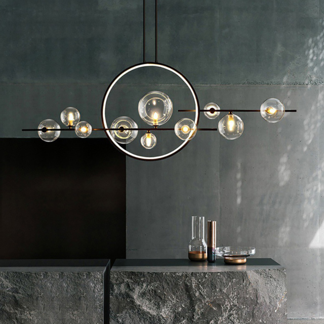 Modern Linear 10-Light Black Island Pendant Light for Kitchen & Dining Room - image 1