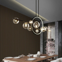 Modern Linear 10-Light Black Island Pendant Light for Kitchen & Dining Room - thumbnail 2