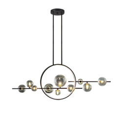 Modern Linear 10-Light Black Island Pendant Light for Kitchen & Dining Room - thumbnail 4