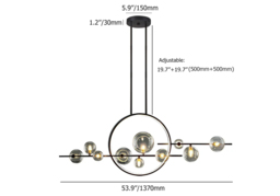 Modern Linear 10-Light Black Island Pendant Light for Kitchen & Dining Room - thumbnail 7