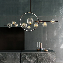 Modern Linear 10-Light Black Island Pendant Light for Kitchen & Dining Room - thumbnail 1